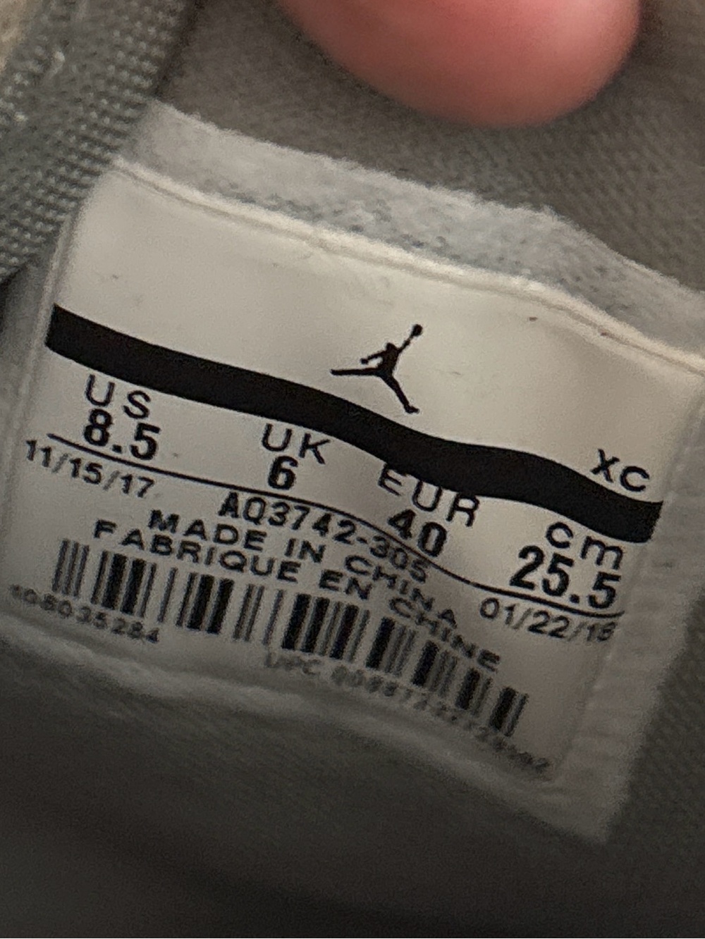 Jordan Zip-Front Suede Sneakers in Light Gray with Red Nike Tag - Picture 5 of 5